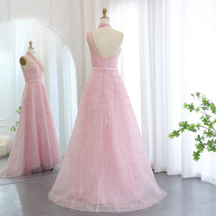 Luxury Sleeveless Beaded Lilac Evening Dress