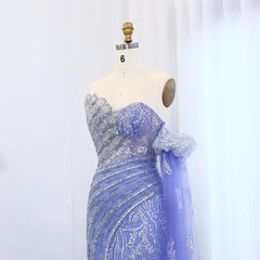 Luxury Beaded Evening Dress with Cape Sleeve - Elegant Formal Gown