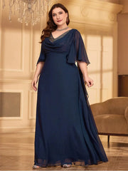 Plus Size Chiffon Sequined Colorful Evening Dress