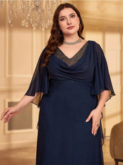 Plus Size Chiffon Sequined Colorful Evening Dress