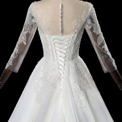 Elegant Sequined A-line Wedding Dress with Sweep Train