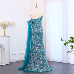 Luxury Beaded Evening Dress with Cape Sleeve - Elegant Formal Gown