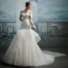 Exquisite Short-sleeved Texture Heavy High-end Wedding Dress