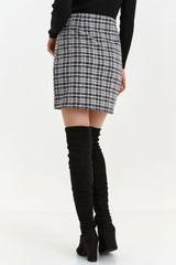 Checkered print pencil style mini skirt