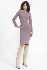 Elegant long sleeves pleats casual dress