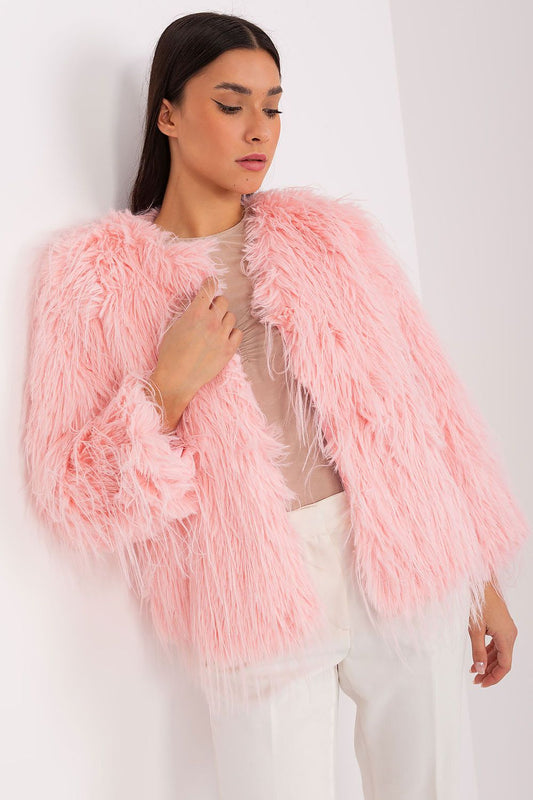 Elegant long sleeves transitional fur jacket