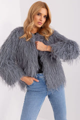 Elegant long sleeves transitional fur jacket