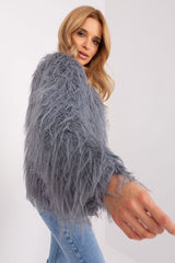 Elegant long sleeves transitional fur jacket