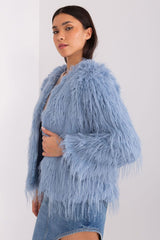 Elegant long sleeves transitional fur jacket