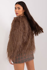 Elegant long sleeves transitional fur jacket