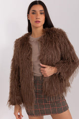 Elegant long sleeves transitional fur jacket