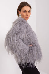 Elegant long sleeves transitional fur jacket