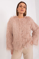 Elegant long sleeves transitional fur jacket