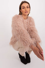 Elegant long sleeves transitional fur jacket