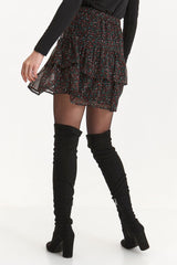 Decorative ruffles black mini skirt