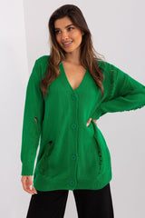 Charming decorative holes long sleeves cardigan