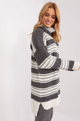 Long sleeves oversize colorful stripes knit dress