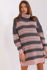 Long sleeves oversize colorful stripes knit dress