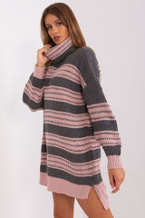 Long sleeves oversize colorful stripes knit dress