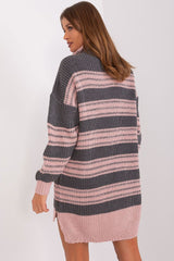 Long sleeves oversize colorful stripes knit dress