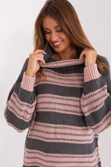 Long sleeves oversize colorful stripes knit dress