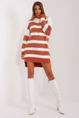 Long sleeves oversize colorful stripes knit dress