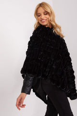 Loose cut varied fabric texture poncho