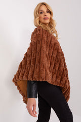 Loose cut varied fabric texture poncho