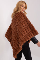 Loose cut varied fabric texture poncho