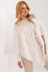 Loose cut varied fabric texture poncho