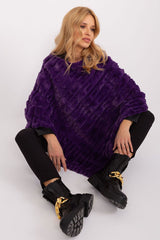 Loose cut varied fabric texture poncho