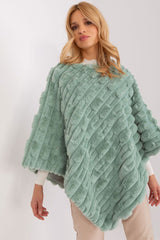 Loose cut varied fabric texture poncho