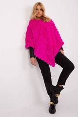 Loose cut varied fabric texture poncho