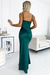 Corset maxi long satin evening gown with straps