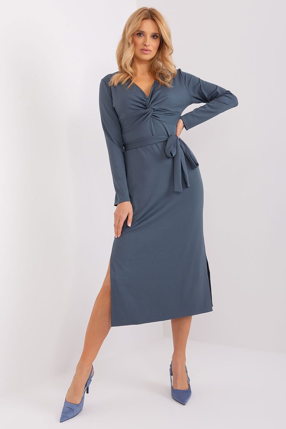 Long sleeves decorative interlacing day dress