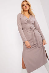 Long sleeves decorative interlacing day dress