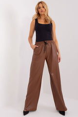 Long high waist pants made of eco leather