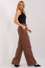Long high waist pants made of eco leather