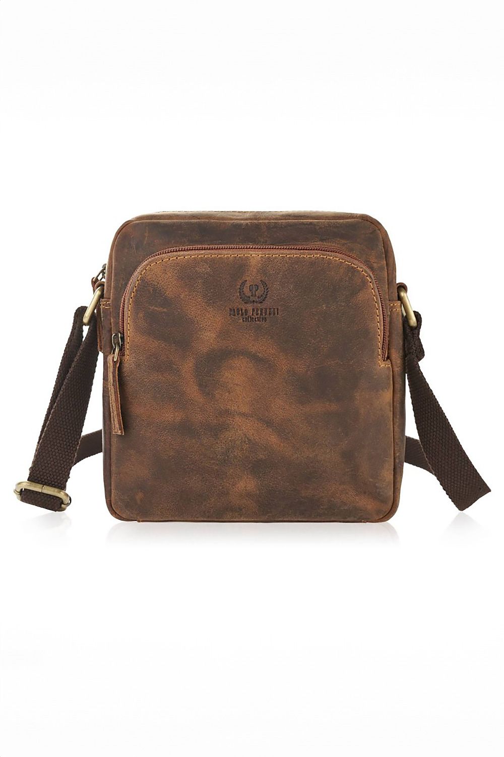 Natural leather brown T-63-HBL shoulder bag