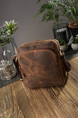 Natural leather brown T-63-HBL shoulder bag