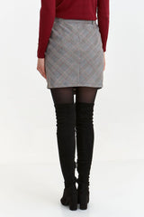 Elegant mid-thigh length check pattern pencil skirt