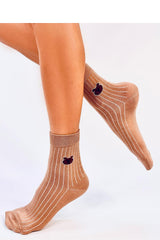 Women's long brown socks