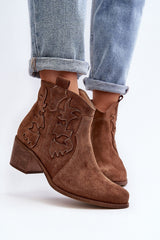 Low post natural suede ankle boots