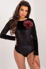 Elegant long sleeve velour bodysuit