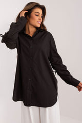 Long sleeve casual shirt with decorative ribbing