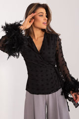 Elegant varied texture long sleeves blouse