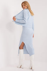 Long sleeve ribbed fabric charming dress set