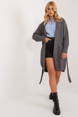 Varied texture cardigan with a tie belt