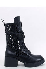 Heel boots with an openwork pattern