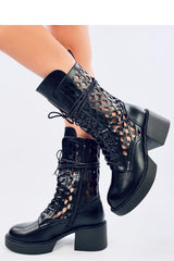 Heel boots with an openwork pattern